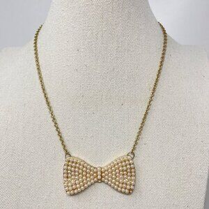 Bethany Mota Faux Pearl Bow Necklace Retro Rockabilly Kitchy‎